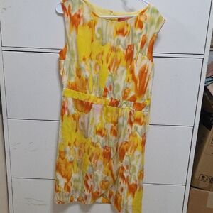 Catherine Malandrino Dress – Size 8 – Yellow Printed – Zipper Broken